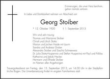 Traueranzeige Georg Stoiber