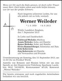 Traueranzeige Werner Weileder