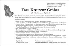 Traueranzeige Kreszenz Gröber