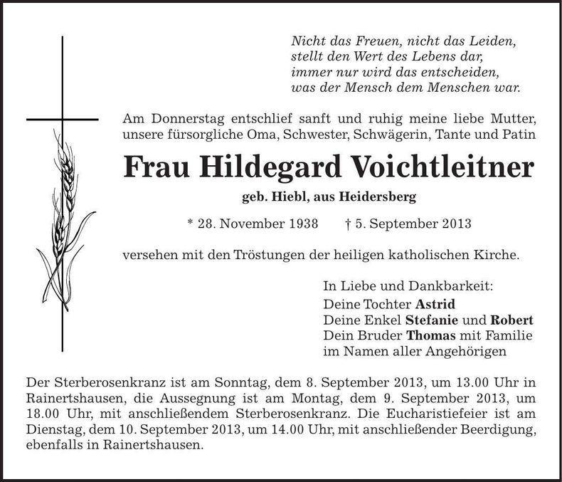 Traueranzeige Hildegard Voichtleitner