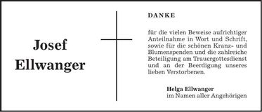 Traueranzeige Josef Ellwanger