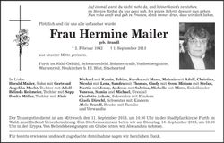 Traueranzeige Hermine Mailer