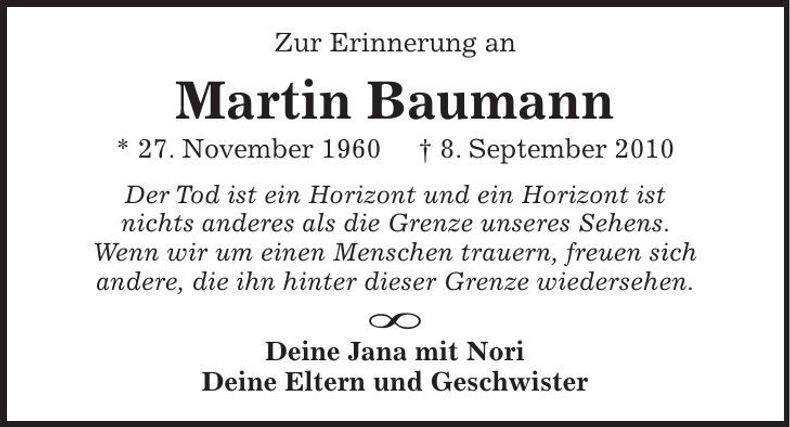 Traueranzeige Martin Baumann