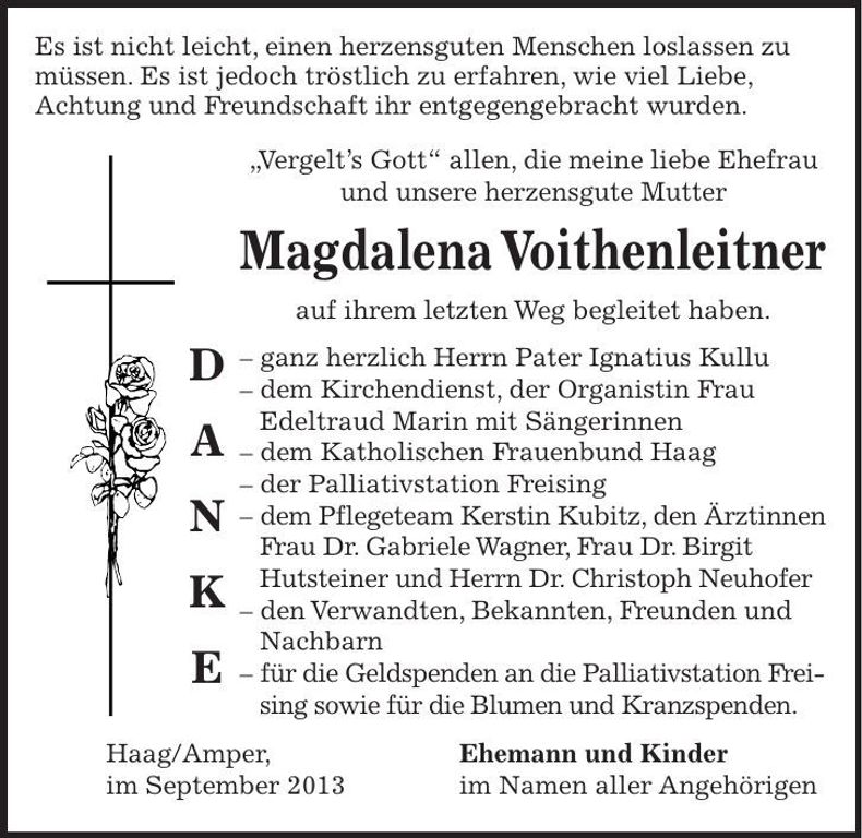 Traueranzeige Magdalena Voithenleitner