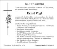 Traueranzeige Ernst Vogl