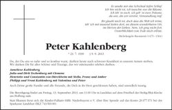 Traueranzeige Peter Kahlenberg