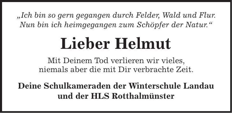 Traueranzeige Helmut Horsch