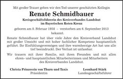 Traueranzeige Renate Schmidbauer
