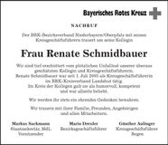 Traueranzeige Renate Schmidbauer