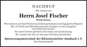 Traueranzeige Josef Fischer