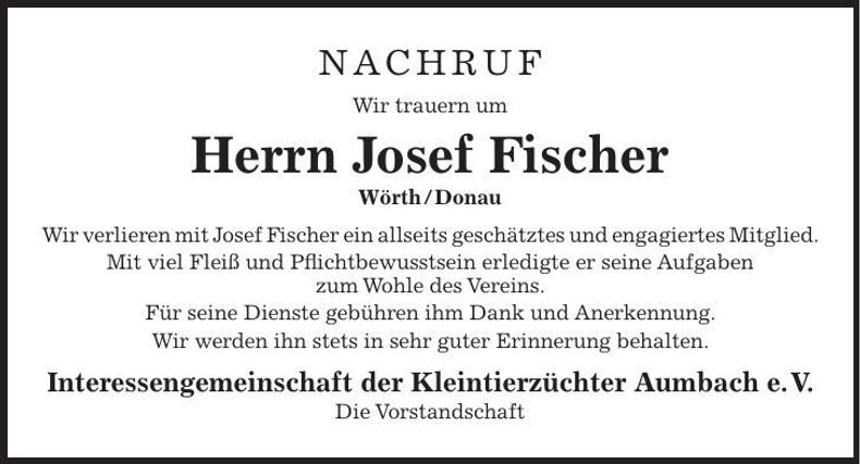 Traueranzeige Josef Fischer