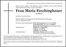 Traueranzeige Maria Faschingbauer