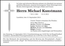 Traueranzeige Michael Kunstmann