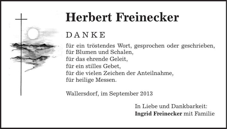 Traueranzeige Herbert Freinecker