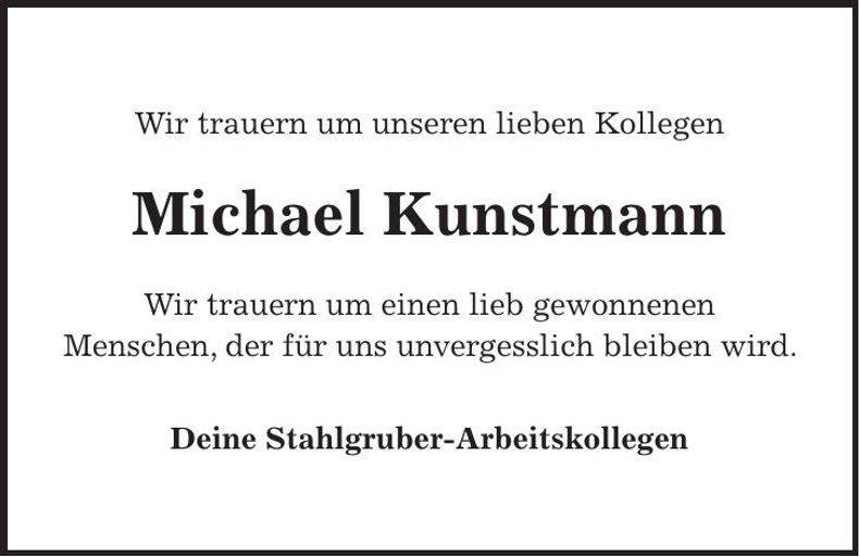 Traueranzeige Michael Kunstmann