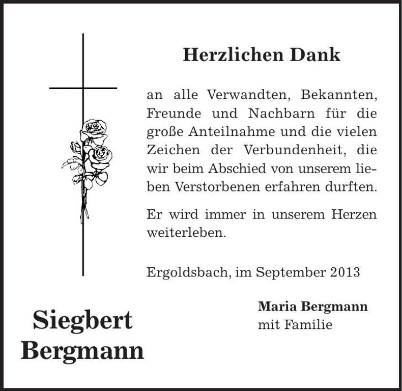Traueranzeige Siegbert Bergmann