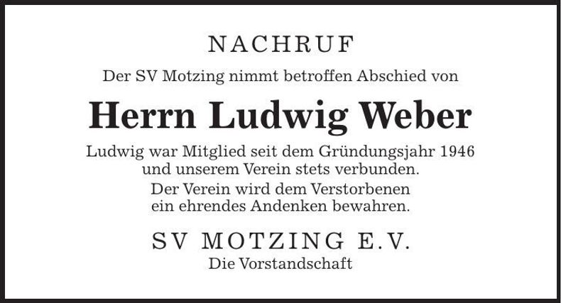 Traueranzeige Ludwig Weber