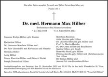 Traueranzeige Dr. med. Hermann Max Hilber