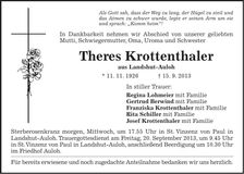 Traueranzeige Theres Krottenthaler