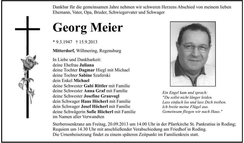 Traueranzeige Georg Meier