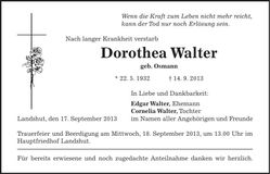Traueranzeige Dorothea Walter
