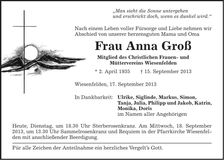 Traueranzeige Anna Groß