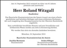 Traueranzeige Roland Witzgall