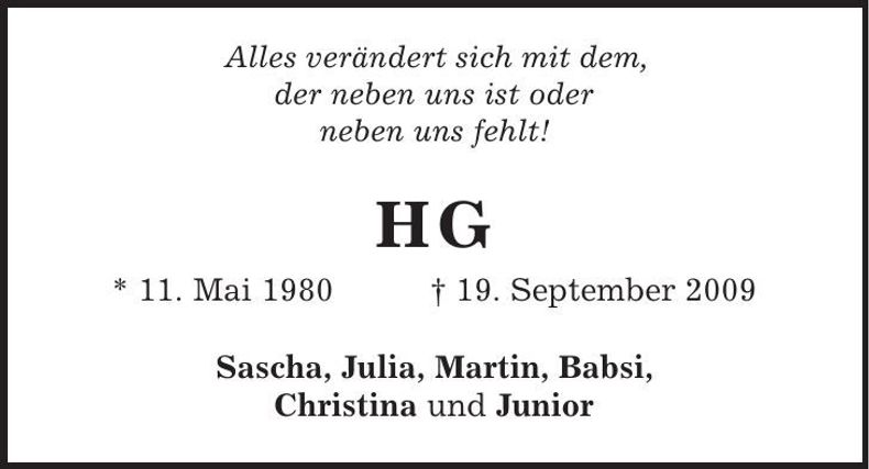 Traueranzeige  HG