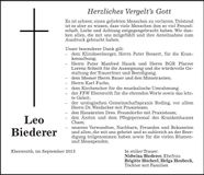 Traueranzeige Leo Biederer