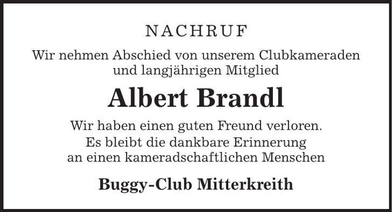 Traueranzeige Albert Brandl