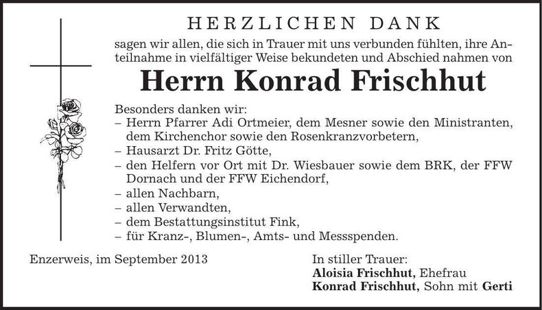 Traueranzeige Konrad Frischhut