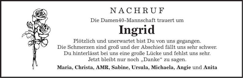Traueranzeige Ingrid Hollrotter