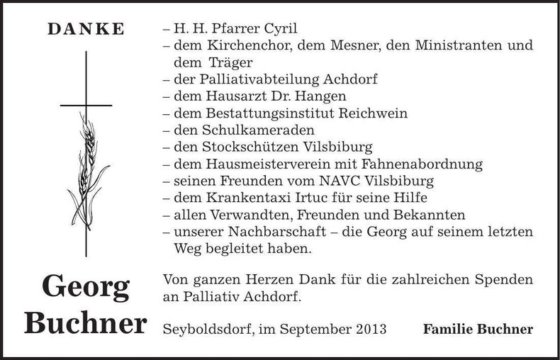 Traueranzeige Georg Buchner