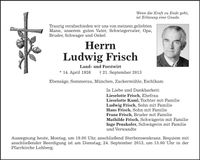 Traueranzeige Ludwig Frisch