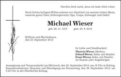 Traueranzeige Michael Wieser