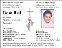 Traueranzeige Rosa Reil