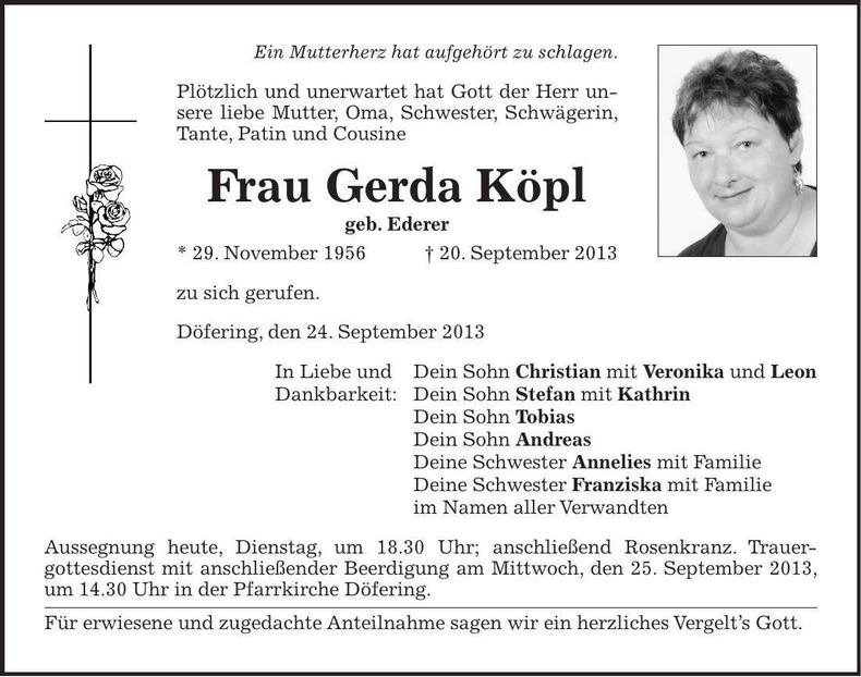 Traueranzeige Christian Ederer