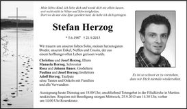 Traueranzeige Stefan Herzog
