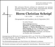 Traueranzeige Christian Schröpf