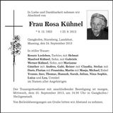 Traueranzeige Rosa Kühnel