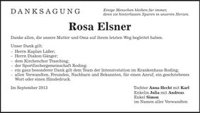 Traueranzeige Rosa Elsner