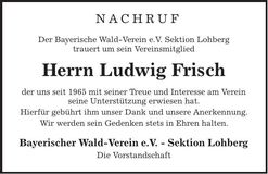 Traueranzeige Ludwig Frisch