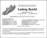 Traueranzeige Ludwig Reichl