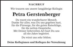 Traueranzeige Petra Gerstenberger