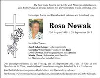 Traueranzeige Rosa Nowak