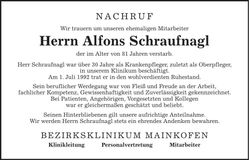 Traueranzeige Alois Schraufnagl