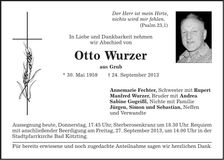 Traueranzeige Otto Wurzer