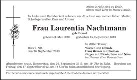 Traueranzeige Laurentia Nachtmann