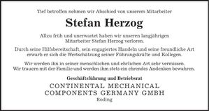 Traueranzeige Stefan Herzog