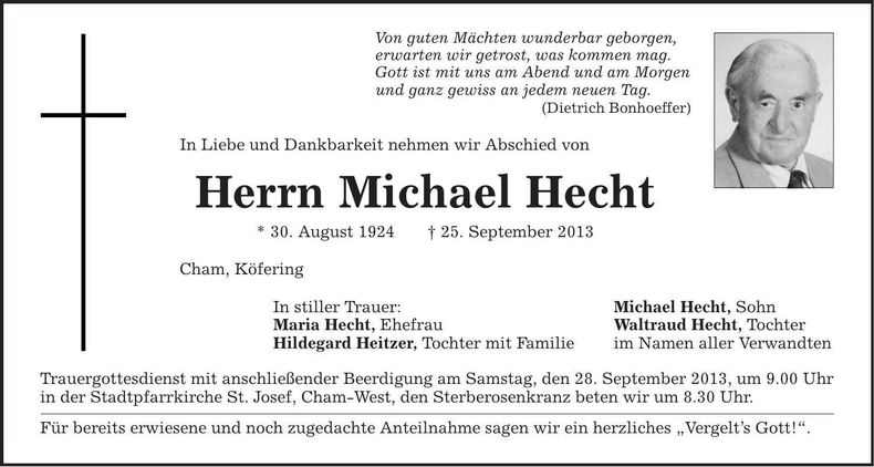 Traueranzeige Michael Hecht
